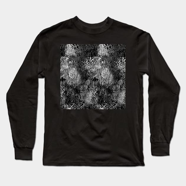 Black and White Abstract Texture Long Sleeve T-Shirt by Carolina Díaz